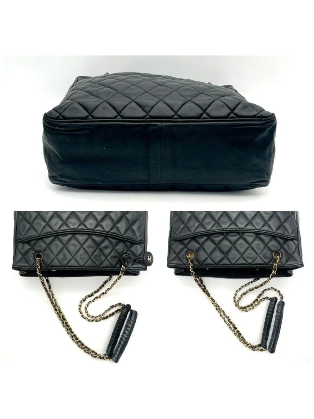 ★SOLD★ Chanel Quilted Tote Chain Lambskin Black - Picture 7 of 10